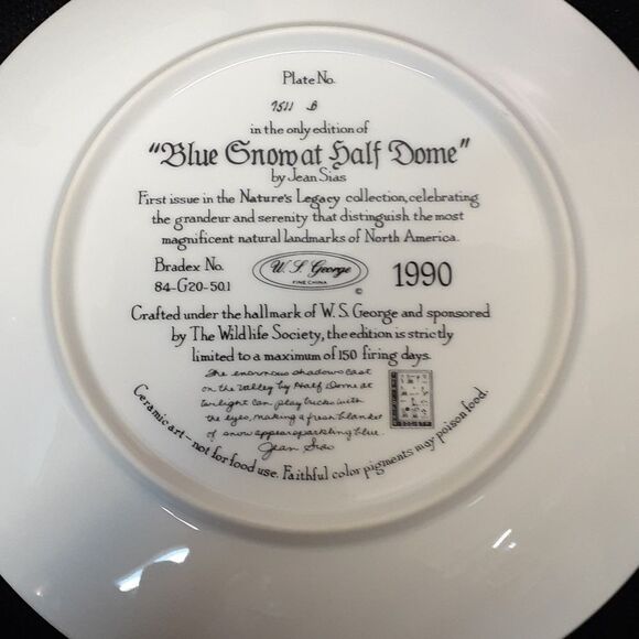 BLUE SNOW AT HALF DOME BRADFORD EXCHANGE COLLECTOR PLATE: BY JEAN SIAS - Picture 5 of 6
